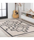 Ashkii Minimalist Medallion Machine-Washable Ivory/Dark Gray 3 ft. x 5 ft. Area Rug