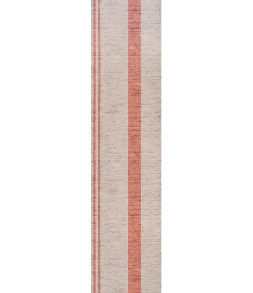 Raita Modern Distressed Stripe Machine-Washable Ivory/Peach 2 ft. x 8 ft. Runner Rug