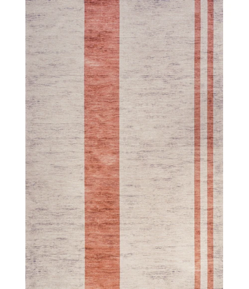 Raita Modern Distressed Stripe Machine-Washable Ivory/Peach 5 ft. x 8 ft. Area Rug