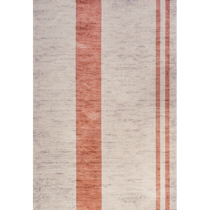 Raita Modern Distressed Stripe Machine-Washable Ivory/Peach 5 ft. x 8 ft. Area Rug