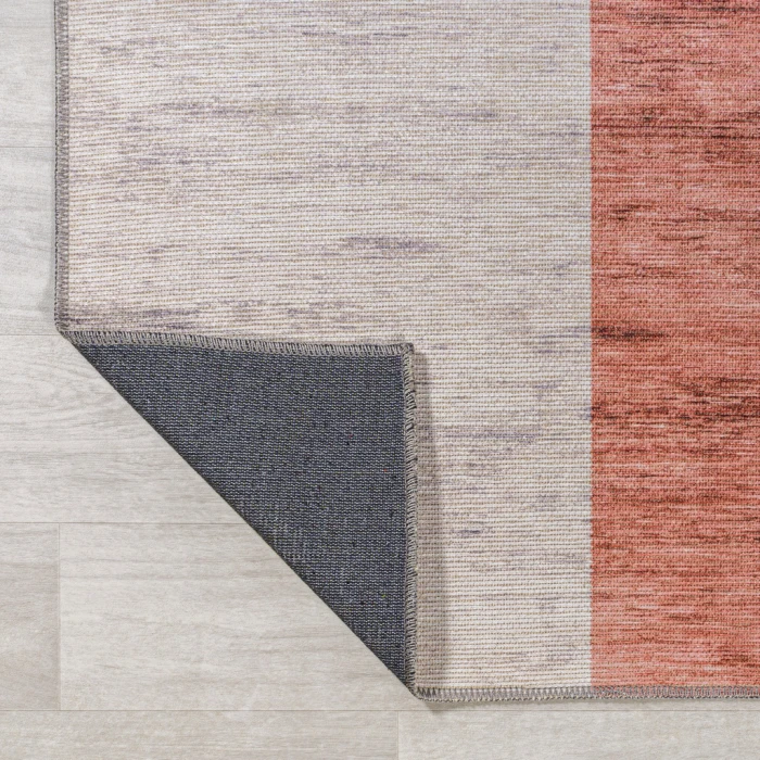 Raita Modern Distressed Stripe Machine-Washable Ivory/Peach 5 ft. x 8 ft. Area Rug