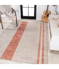 Raita Modern Distressed Stripe Machine-Washable Ivory/Peach 5 ft. x 8 ft. Area Rug