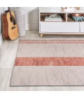Raita Modern Distressed Stripe Machine-Washable Ivory/Peach 5 ft. x 8 ft. Area Rug