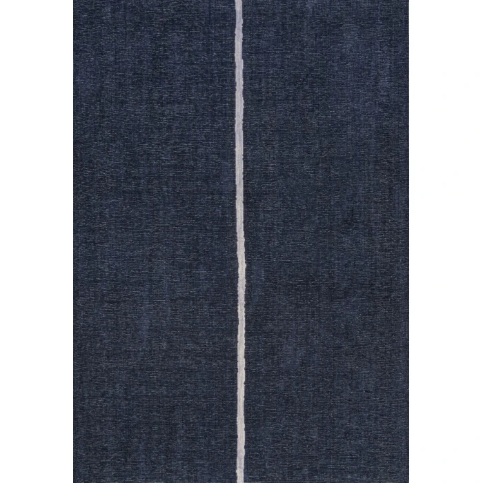 Linja Solid Centre Stripe Machine-Washable Navy/Gray 3 ft. x 5 ft. Area Rug