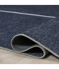 Linja Solid Centre Stripe Machine-Washable Navy/Gray 2 ft. x 8 ft. Runner Rug