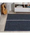 Linja Solid Centre Stripe Machine-Washable Navy/Gray 8 ft. x 10 ft. Area Rug