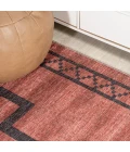 Korsa Geometric Medallion Machine-Washable Red/Dark Gray 3 ft. x 5 ft. Area Rug