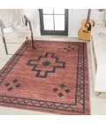 Korsa Geometric Medallion Machine-Washable Red/Dark Gray 3 ft. x 5 ft. Area Rug