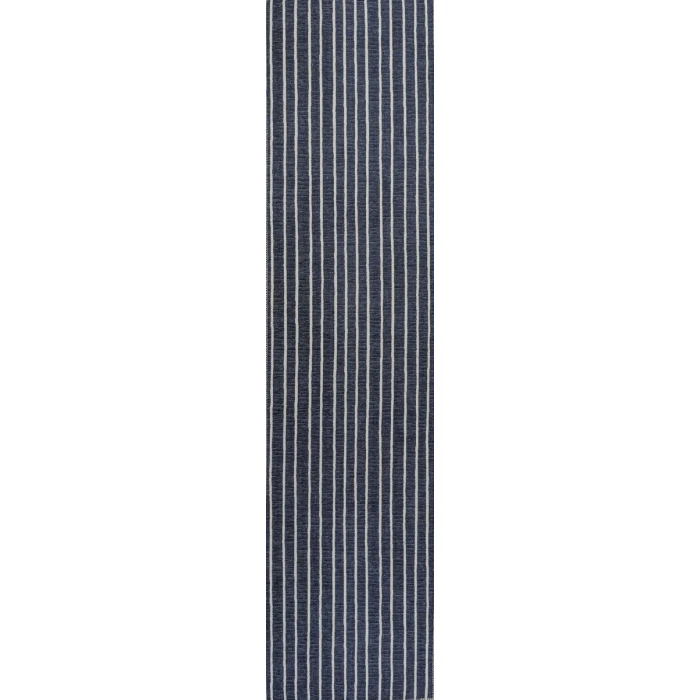 Rand Distressed Ticking Stripe Machine-Washable Navy/Gray 2 ft. x 8 ft. Runner Rug