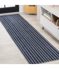 Rand Distressed Ticking Stripe Machine-Washable Navy/Gray 2 ft. x 8 ft. Runner Rug