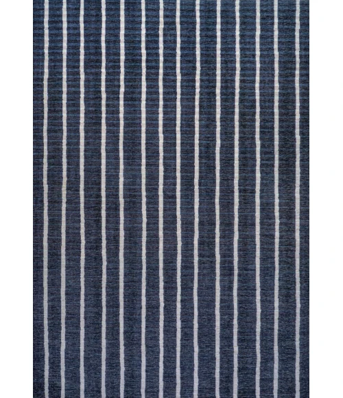 Rand Distressed Ticking Stripe Machine-Washable Navy/Gray 4 ft. x 6 ft. Area Rug