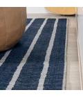 Rand Distressed Ticking Stripe Machine-Washable Navy/Gray 4 ft. x 6 ft. Area Rug