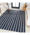 Rand Distressed Ticking Stripe Machine-Washable Navy/Gray 4 ft. x 6 ft. Area Rug