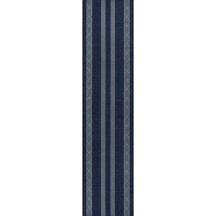Nautisk Trellis Stripe Machine-Washable Navy/Gray 2 ft. x 8 ft. Runner Rug