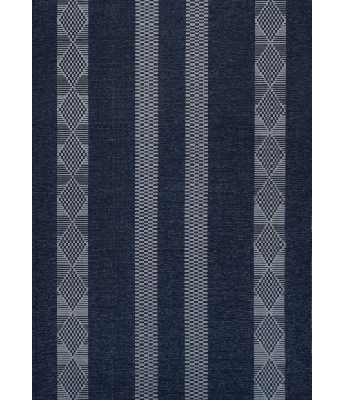 Nautisk Trellis Stripe Machine-Washable Navy/Gray 9 ft. x 12 ft. Area Rug