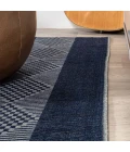 Nautisk Trellis Stripe Machine-Washable Navy/Gray 2 ft. x 8 ft. Runner Rug