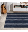 Nautisk Trellis Stripe Machine-Washable Navy/Gray 9 ft. x 12 ft. Area Rug