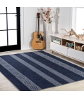 Nautisk Trellis Stripe Machine-Washable Navy/Gray 9 ft. x 12 ft. Area Rug