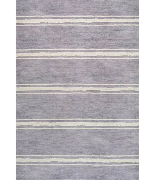 Bande Distressed Ticking Stripe Machine-Washable Lavender/Ivory 8 ft. x 10 ft. Area Rug