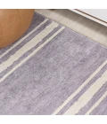 Bande Distressed Ticking Stripe Machine-Washable Lavender/Ivory 8 ft. x 10 ft. Area Rug