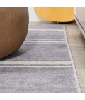 Bande Distressed Ticking Stripe Machine-Washable Lavender/Ivory 8 ft. x 10 ft. Area Rug