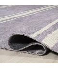 Bande Distressed Ticking Stripe Machine-Washable Lavender/Ivory 2 ft. x 8 ft. Runner Rug