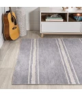 Bande Distressed Ticking Stripe Machine-Washable Lavender/Ivory 8 ft. x 10 ft. Area Rug
