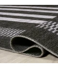 Vichy Geometric Striped Machine-Washable Black/Ivory 2 ft. x 8 ft. Runner Rug