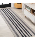 Vichy Geometric Striped Machine-Washable Ivory/Dark Gray 2 ft. x 8 ft. Runner Rug