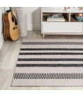 Vichy Geometric Striped Machine-Washable Ivory/Dark Gray 9 ft. x 12 ft. Area Rug