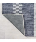 Vichy Geometric Striped Machine-Washable Slate Gray/Ivory 9 ft. x 12 ft. Area Rug
