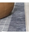 Vichy Geometric Striped Machine-Washable Slate Gray/Ivory 9 ft. x 12 ft. Area Rug