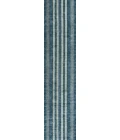 Vichy Geometric Striped Machine-Washable Blue/Cream 2 ft. x 8 ft. Runner Rug