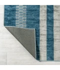 Vichy Geometric Striped Machine-Washable Blue/Cream 2 ft. x 8 ft. Runner Rug