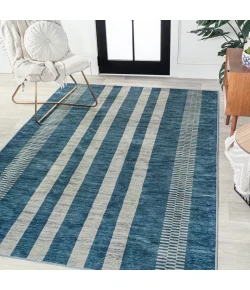 Jonathany Washable WSH122D Blue/Cream Area Rug 8 ft. 10 in. X 12 ft. Rectangle