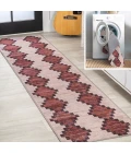 Timantii Modern Trellis Kilim Machine-Washable Red/Ivory 2 ft. x 8 ft. Runner Rug