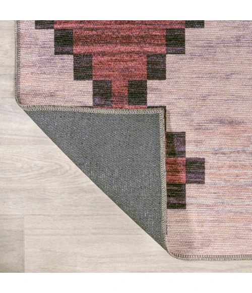 Timantii Modern Trellis Kilim Machine-Washable Red/Ivory 2 ft. x 8 ft. Runner Rug