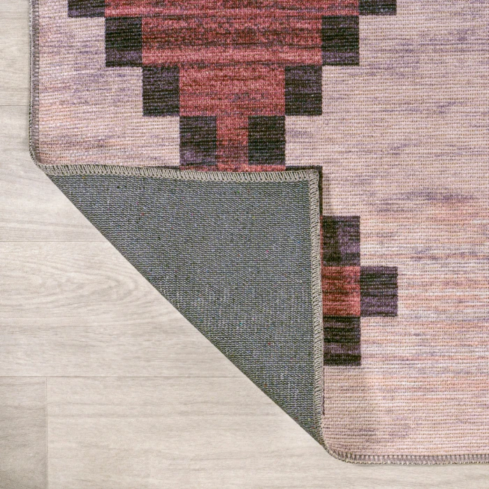 Timantii Modern Trellis Kilim Machine-Washable Red/Ivory 2 ft. x 8 ft. Runner Rug
