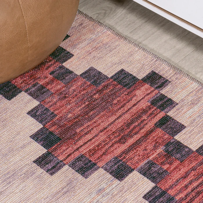 Timantii Modern Trellis Kilim Machine-Washable Red/Ivory 2 ft. x 8 ft. Runner Rug
