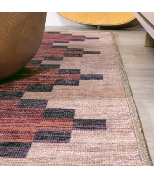 Timantii Modern Trellis Kilim Machine-Washable Red/Ivory 2 ft. x 8 ft. Runner Rug