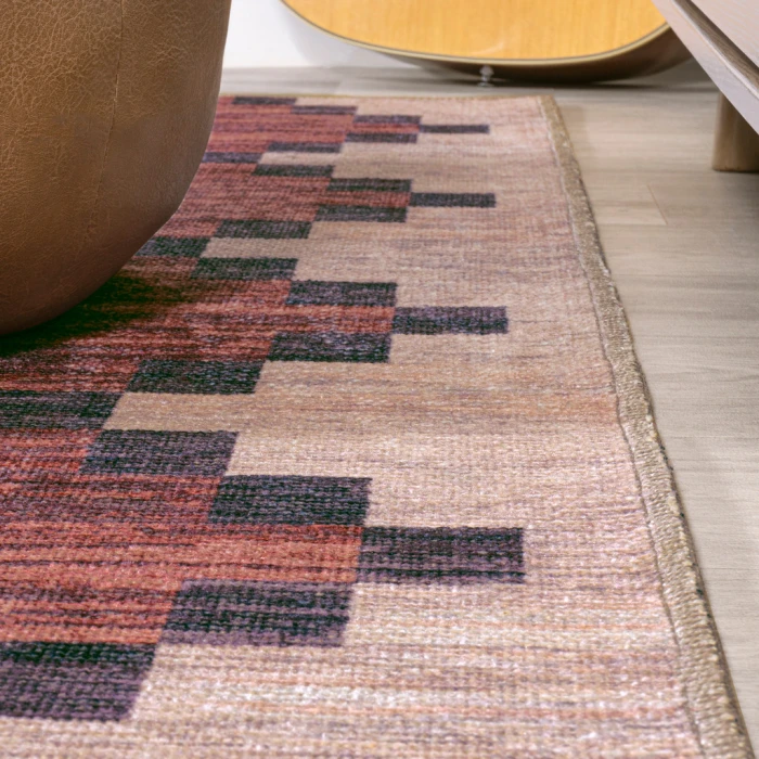 Timantii Modern Trellis Kilim Machine-Washable Red/Ivory 2 ft. x 8 ft. Runner Rug
