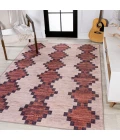 Timantii Modern Trellis Kilim Machine-Washable Red/Ivory 3 ft. x 5 ft. Area Rug