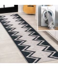 Siksak Modern Chevron Border Machine-Washable Ivory/Navy 2 ft. x 8 ft. Runner Rug
