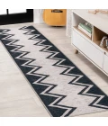 Siksak Modern Chevron Border Machine-Washable Ivory/Navy 2 ft. x 8 ft. Runner Rug