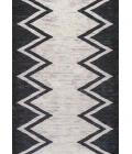 Siksak Modern Chevron Border Machine-Washable Ivory/Navy 8 ft. x 10 ft. Area Rug