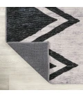 Siksak Modern Chevron Border Machine-Washable Ivory/Navy 8 ft. x 10 ft. Area Rug