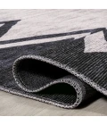 Siksak Modern Chevron Border Machine-Washable Ivory/Navy 2 ft. x 8 ft. Runner Rug