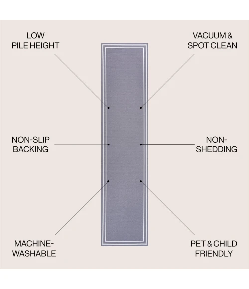 Jonathan Y WASHABLE Gray WSH125A 2ft. X 8ft. Rect. Rug