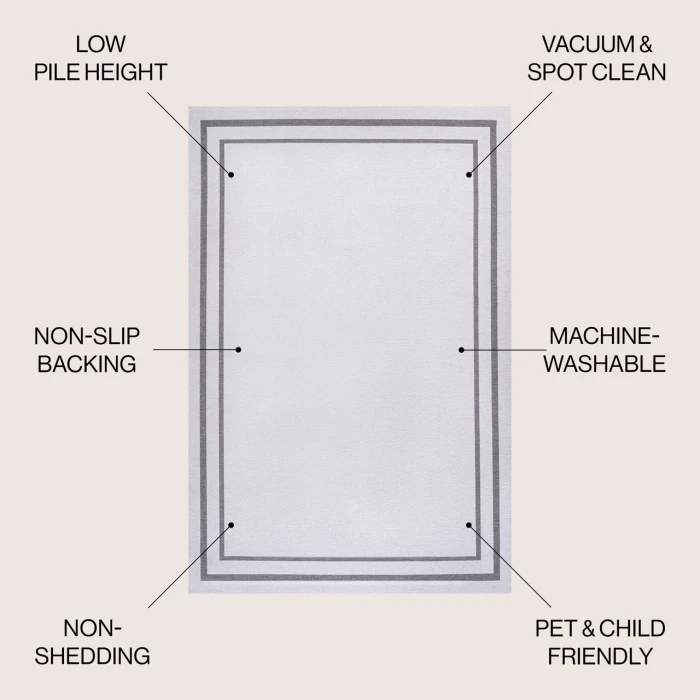 Jonathan Y WASHABLE White WSH125B 7ft.-10in. X 10ft. Rect. Rug