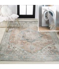 Armae Distressed Medallion Chenille Machine-Washable Terra/Blue 5 ft. x 8 ft. Area Rug
